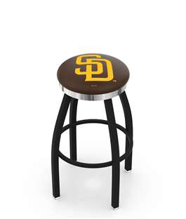  San Diego Padres 30" Swivel Bar Stool with a Black Wrinkle and Chrome Finish  