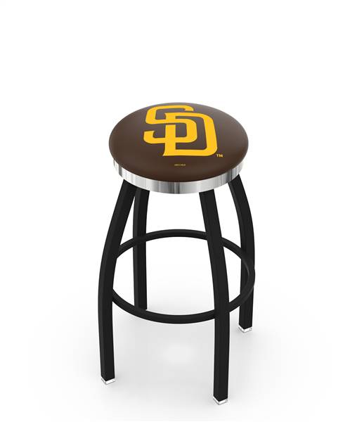  San Diego Padres 30" Swivel Bar Stool with a Black Wrinkle and Chrome Finish  