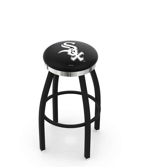  Chicago White Sox 30" Swivel Bar Stool with a Black Wrinkle and Chrome Finish  