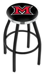  Miami (OH) 30" Swivel Bar Stool with a Black Wrinkle and Chrome Finish  