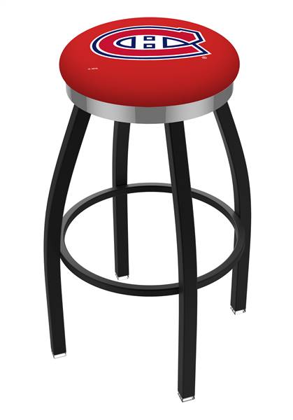  Montreal Canadiens 30" Swivel Bar Stool with a Black Wrinkle and Chrome Finish  