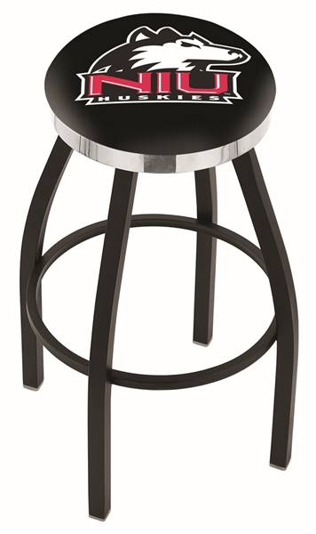  Northern Illinois 30" Swivel Bar Stool with a Black Wrinkle and Chrome Finish  