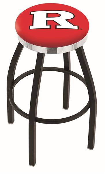  Rutgers 30" Swivel Bar Stool with a Black Wrinkle and Chrome Finish  