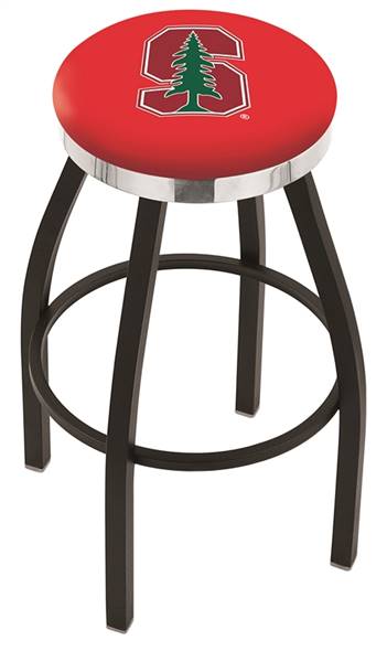  Stanford 30" Swivel Bar Stool with a Black Wrinkle and Chrome Finish  