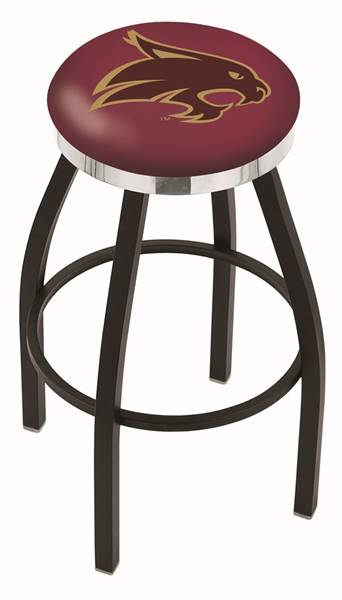  L8B2C Texas State 30" Swivel Bar Stool with a Black Wrinkle and Chrome Finish  