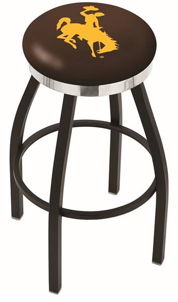  Wyoming 30" Swivel Bar Stool with a Black Wrinkle and Chrome Finish  