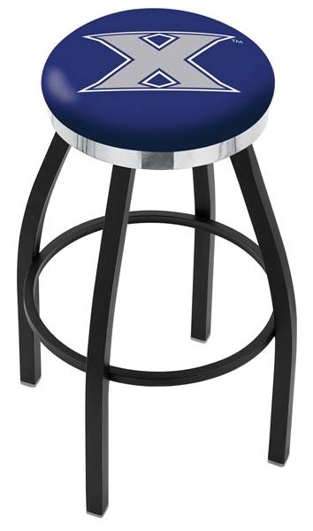  Xavier 30" Swivel Bar Stool with a Black Wrinkle and Chrome Finish  