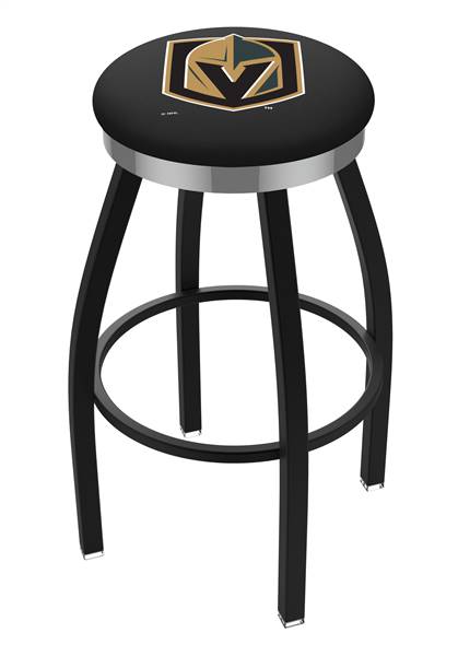 Vegas Golden Knights  36" Swivel Bar Stool with a Black Wrinkle and Chrome Finish  