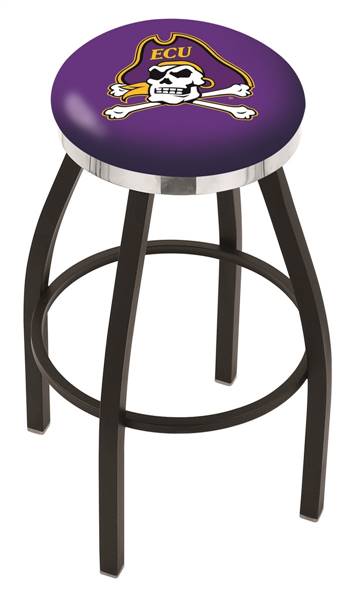  L8B2C East Carolina 36" Swivel Bar Stool with a Black Wrinkle and Chrome Finish  