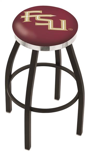  Florida State (Script) 36" Swivel Bar Stool with a Black Wrinkle and Chrome Finish  