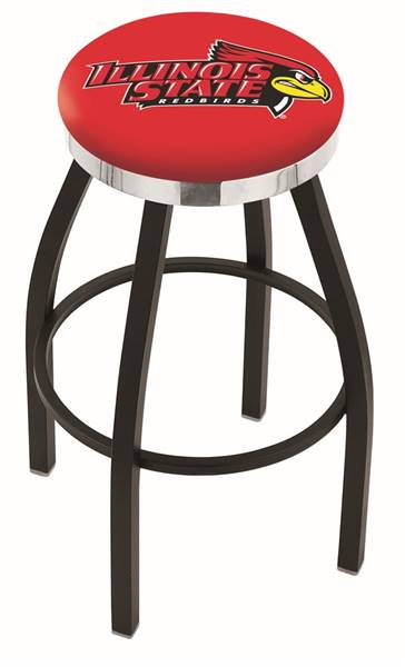  Illinois State 36" Swivel Bar Stool with a Black Wrinkle and Chrome Finish  