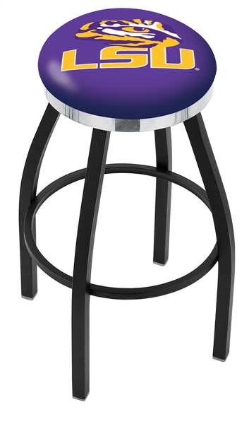  Louisiana State 36" Swivel Bar Stool with a Black Wrinkle and Chrome Finish  