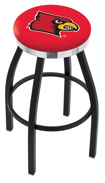  L8B2C Louisville 36" Swivel Bar Stool with a Black Wrinkle and Chrome Finish  