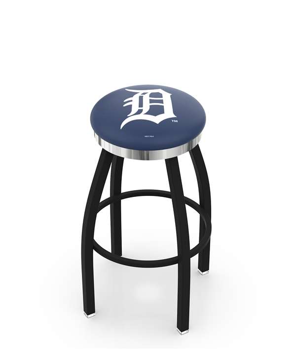  Detroit Tigers 36" Swivel Bar Stool with a Black Wrinkle and Chrome Finish  