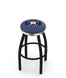  Houston Astros 36" Swivel Bar Stool with a Black Wrinkle and Chrome Finish  