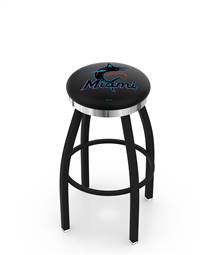  Miami Marlins 36" Swivel Bar Stool with a Black Wrinkle and Chrome Finish  