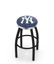  New York Yankees 36" Swivel Bar Stool with a Black Wrinkle and Chrome Finish  