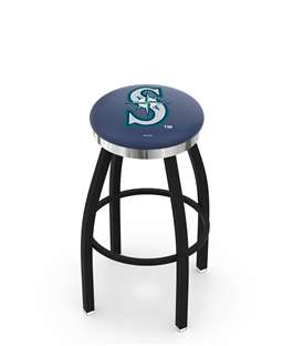  Seattle Mariners 36" Swivel Bar Stool with a Black Wrinkle and Chrome Finish  