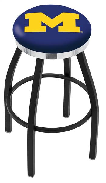  Michigan 36" Swivel Bar Stool with a Black Wrinkle and Chrome Finish  