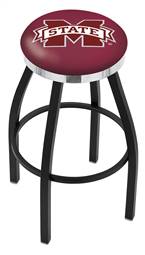  Mississippi State 36" Swivel Bar Stool with a Black Wrinkle and Chrome Finish  