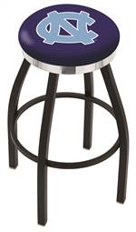  North Carolina 36" Swivel Bar Stool with a Black Wrinkle and Chrome Finish  