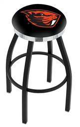  Oregon State 36" Swivel Bar Stool with a Black Wrinkle and Chrome Finish  