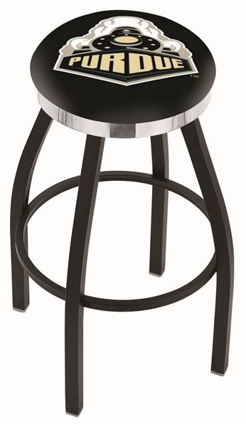 Purdue 36" Swivel Bar Stool with a Black Wrinkle and Chrome Finish  