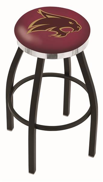  Texas State 36" Swivel Bar Stool with a Black Wrinkle and Chrome Finish  