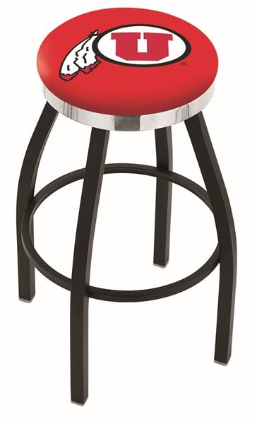  Utah 36" Swivel Bar Stool with a Black Wrinkle and Chrome Finish  