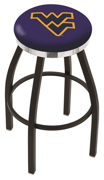  West Virginia 36" Swivel Bar Stool with a Black Wrinkle and Chrome Finish  