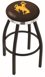  Wyoming 36" Swivel Bar Stool with a Black Wrinkle and Chrome Finish  