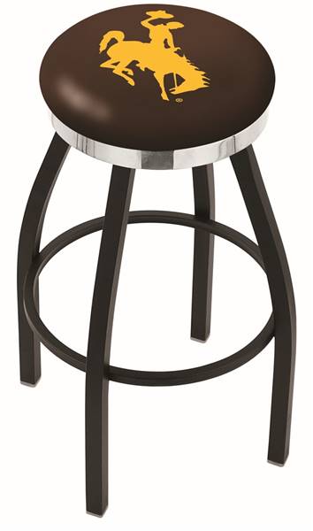  Wyoming 36" Swivel Bar Stool with a Black Wrinkle and Chrome Finish  