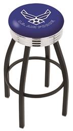  U.S. Air Force 25" Swivel Counter Stool with a Black Wrinkle and Chrome Finish  