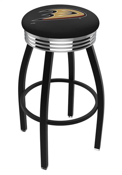  Anaheim Ducks 25" Swivel Counter Stool with a Black Wrinkle and Chrome Finish  