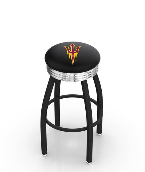  Arizona State (Pitchfork) 25" Swivel Counter Stool with a Black Wrinkle and Chrome Finish  