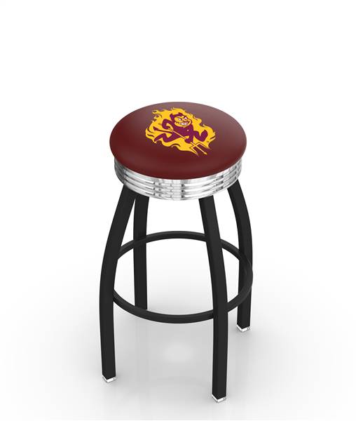  Arizona State (Sparky) 25" Swivel Counter Stool with a Black Wrinkle and Chrome Finish  