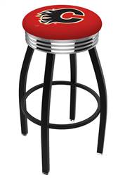  Calgary Flames 25" Swivel Counter Stool with a Black Wrinkle and Chrome Finish  