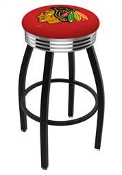  Chicago Blackhawks 25" Swivel Counter Stool with a Black Wrinkle and Chrome Finish  