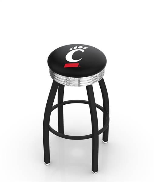  Cincinnati 25" Swivel Counter Stool with a Black Wrinkle and Chrome Finish  