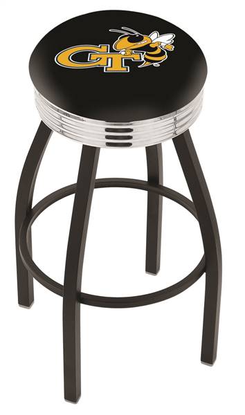  Georgia Tech 25" Swivel Counter Stool with a Black Wrinkle and Chrome Finish  