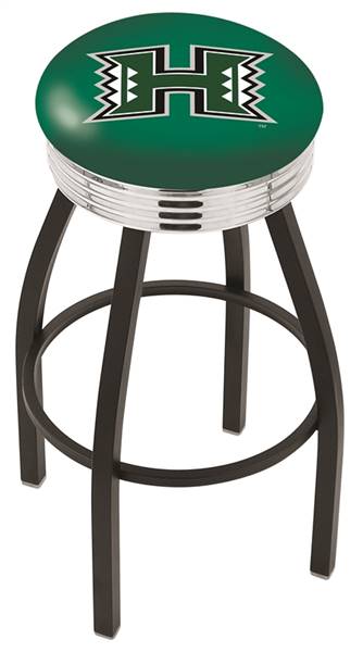  Hawaii 25" Swivel Counter Stool with a Black Wrinkle and Chrome Finish  