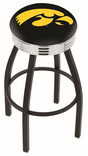  Iowa 25" Swivel Counter Stool with a Black Wrinkle and Chrome Finish  