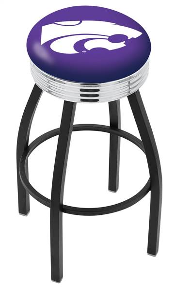  Kansas State 25" Swivel Counter Stool with a Black Wrinkle and Chrome Finish  