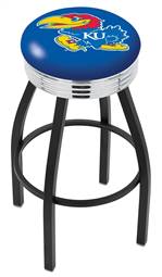  Kansas 25" Swivel Counter Stool with a Black Wrinkle and Chrome Finish  