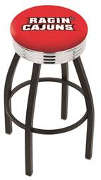  Louisiana-Lafayette 25" Swivel Counter Stool with a Black Wrinkle and Chrome Finish  