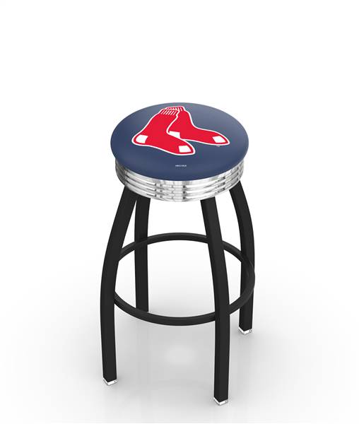  Boston Red Sox 25" Swivel Counter Stool with a Black Wrinkle and Chrome Finish  