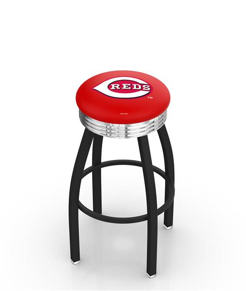  Cincinnati Reds 25" Swivel Counter Stool with a Black Wrinkle and Chrome Finish  