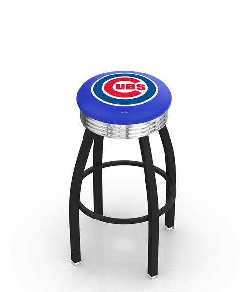  Chicago Cubs 25" Swivel Counter Stool with a Black Wrinkle and Chrome Finish  