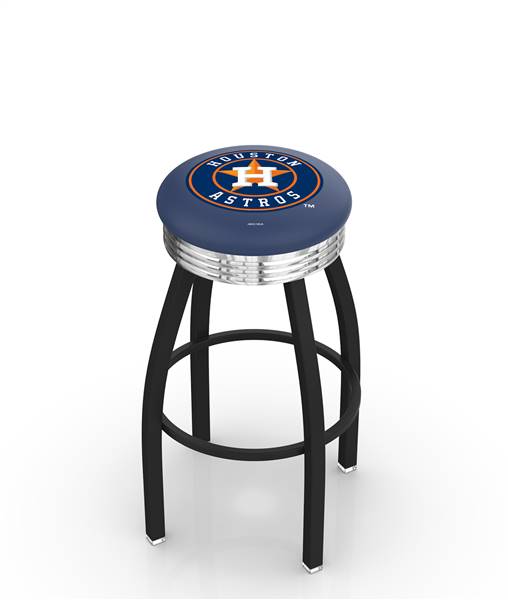  Houston Astros 25" Swivel Counter Stool with a Black Wrinkle and Chrome Finish  