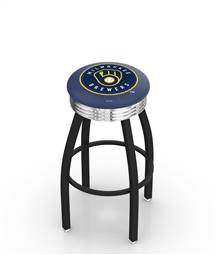  Milwaukee Brewers 25" Swivel Counter Stool with a Black Wrinkle and Chrome Finish  
